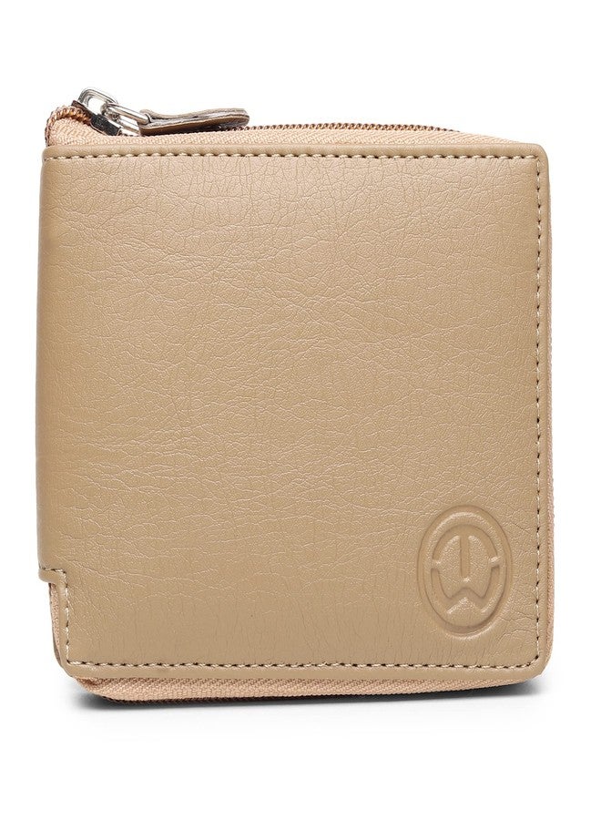 TnW Womens Girls PU Leather Multipurpose Zip Wallet Card Holder Purse Clutch (Beige) - Image 1